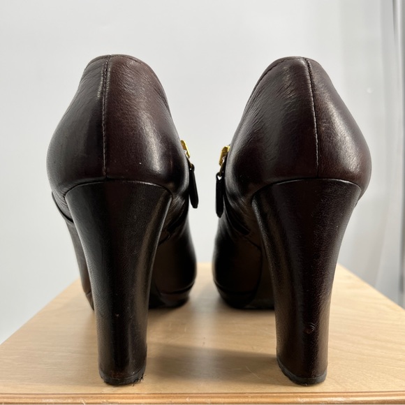 PRADA Brown Heeled Lthr Booties 37.5 - Picture 9 of 13
